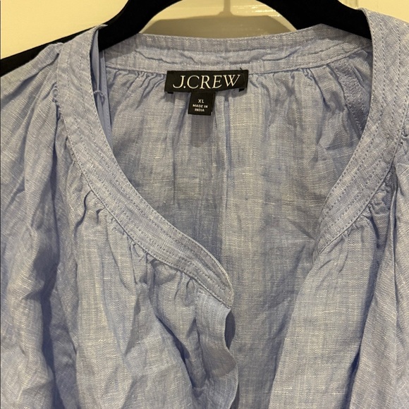 J Crew Sold Out Cabana Linen Dress Elegant Blue Full Slip Pockets XL - Picture 3 of 11